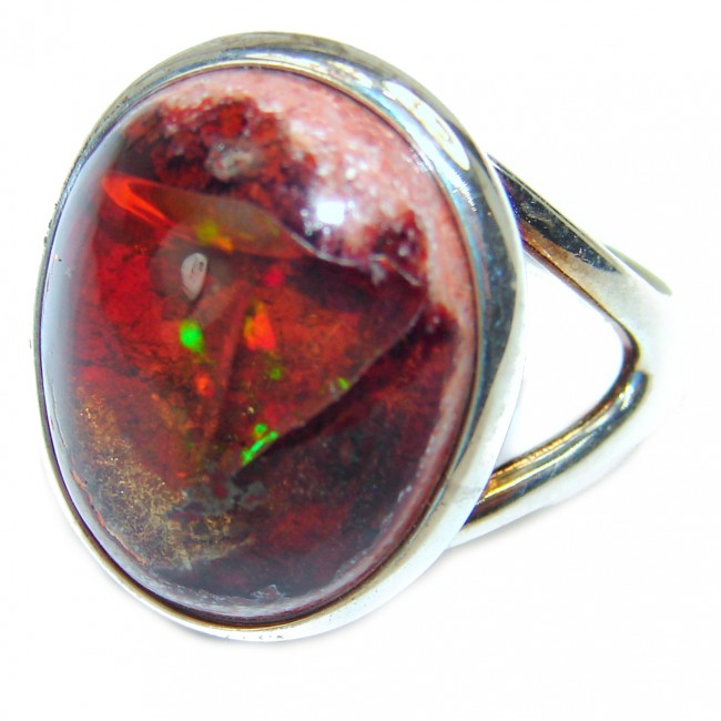 Excellent quality Mexican Opal .925 Sterling Silver handcrafted Ring size 6