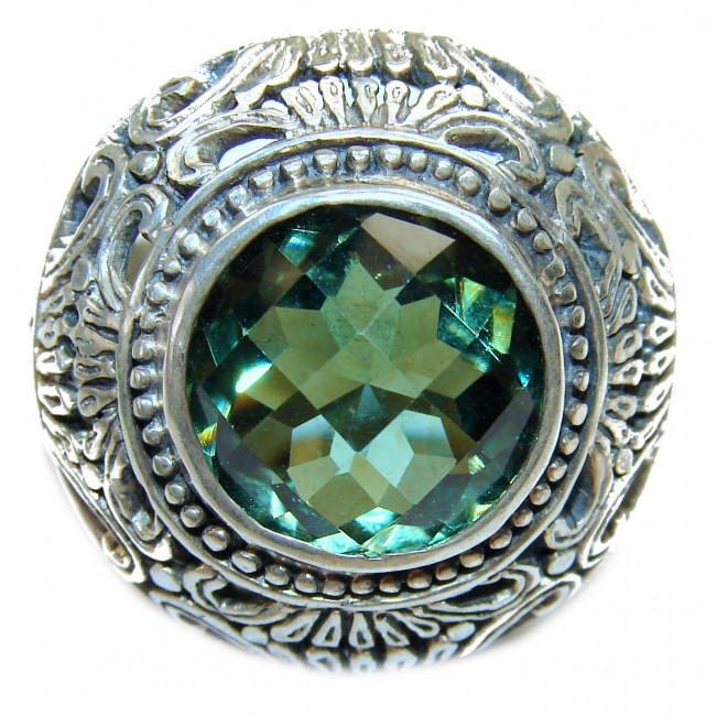 Electric Green Topaz .925 Sterling Silver handmade Ring size 6