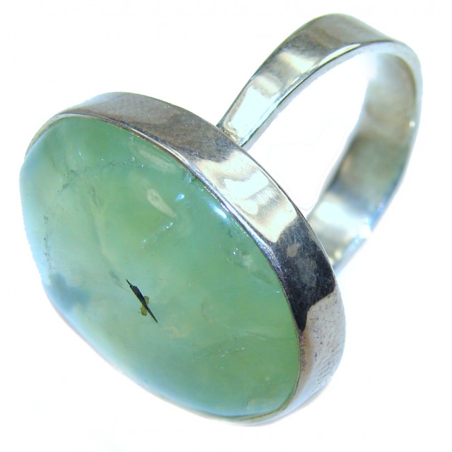LARGE Natural Prehnite .925 Sterling Silver handmade ring s. 9