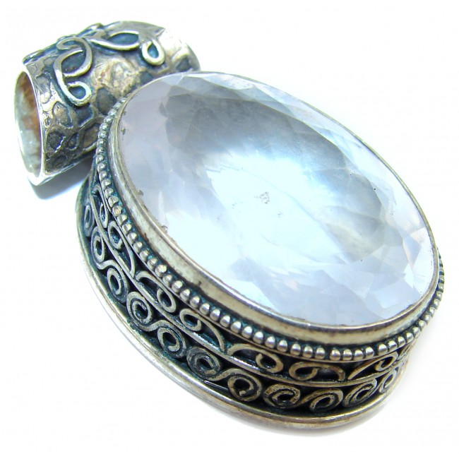 BEST QUALITY Rose Quartz .925 Sterling Silver handmade pendant
