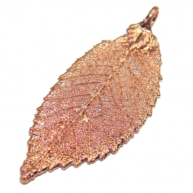 Stylish Deeped In Copper Leaf & .925 Sterling Silver Pendant