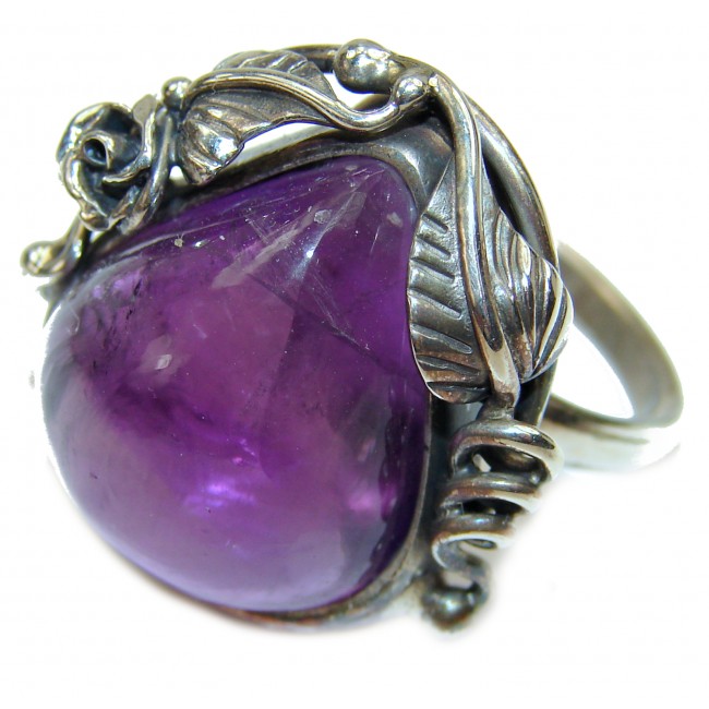 Purple Beauty 15.5 carat authentic Amethyst .925 Sterling Silver Ring size 8 3/4