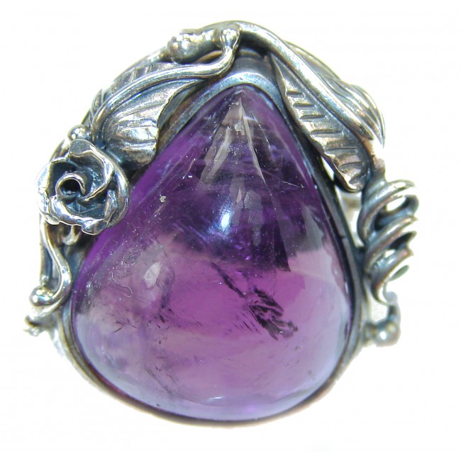 Purple Beauty 15.5 carat authentic Amethyst .925 Sterling Silver Ring size 8 3/4