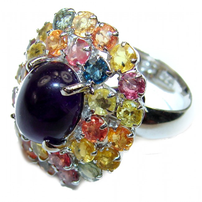 Vintage Beauty Amethyst Sapphire .925 Sterling Silver handcrafted ring size 7
