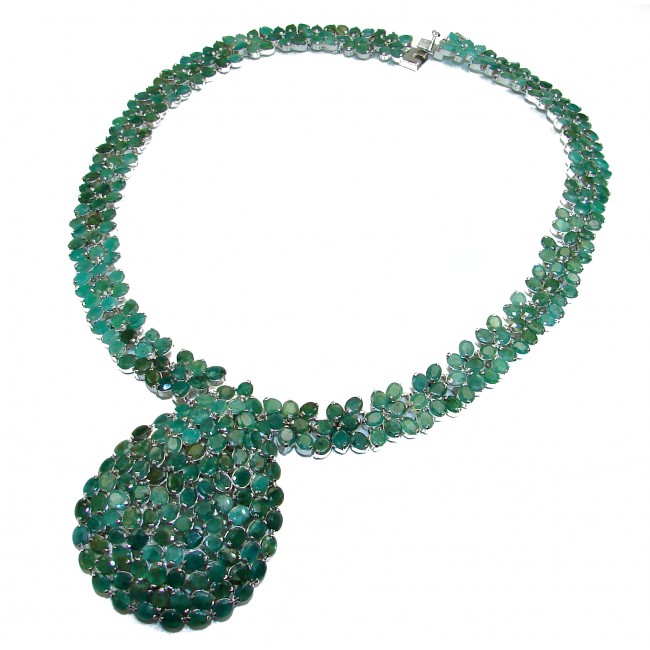 Dolce Vita HUGE authentic Emerald .925 Sterling Silver handcrafted necklace