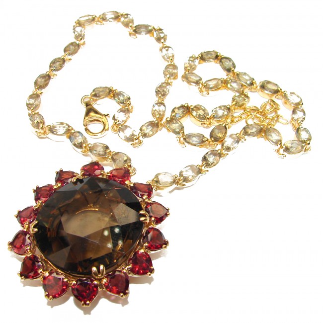 Magical Creation Smoky Topaz 14K Gold over .925 Sterling Silver handcrafted Statement necklace
