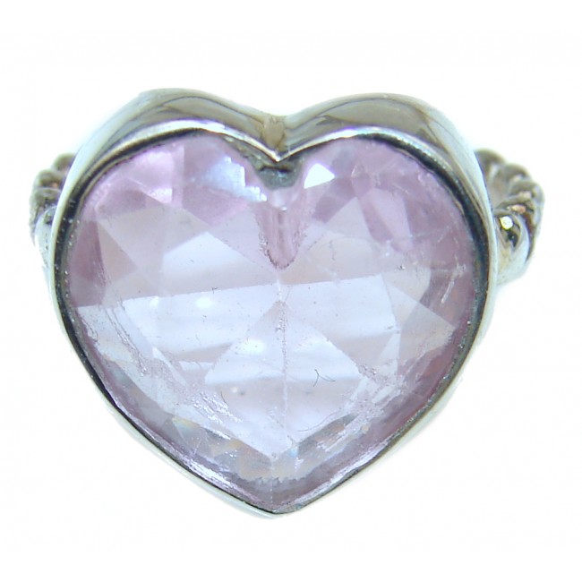 Sweet Heart Pink Topaz .925 Silver handcrafted Ring s. 7