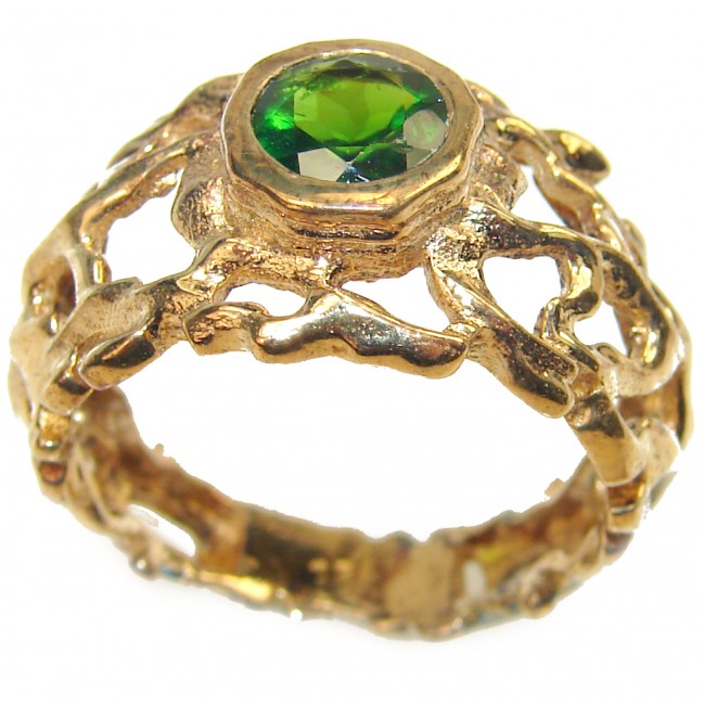 Natural Chrome Diopside 14K Rose Gold over .925 Sterling Silver Statement ring size 7 1/2