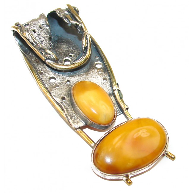 Timless Genuine large Baltic Amber .925 Sterling Silver handmade pendant