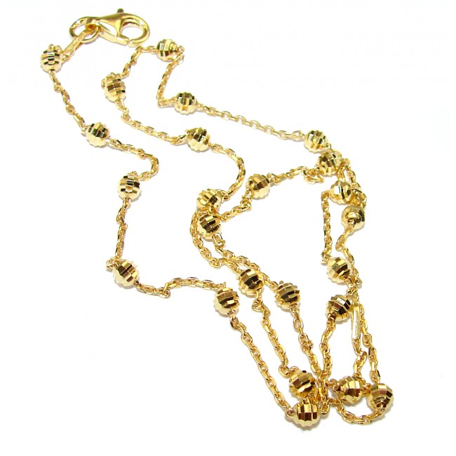 Anchor With Moon Cut Bead Gold over Sterling Silver Chain 18'' long, 2 mm wide