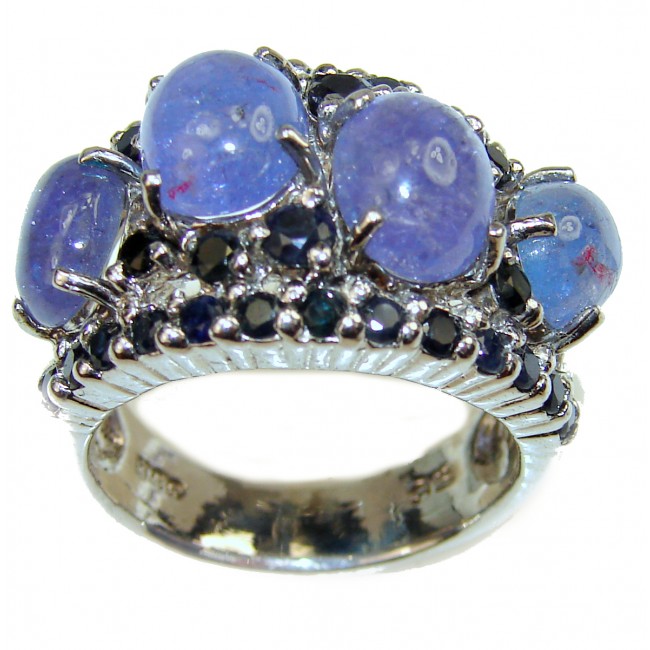 Authentic African Tanzanite .925 Sterling Silver handmade Ring s. 8 1/2