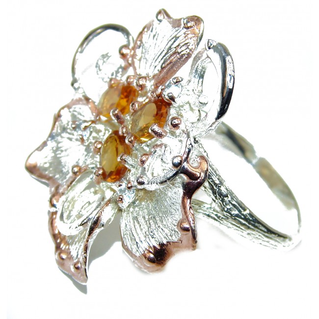 Vintage Style authentic Citrine .925 Sterling Silver handmade Ring s. 8 3/4