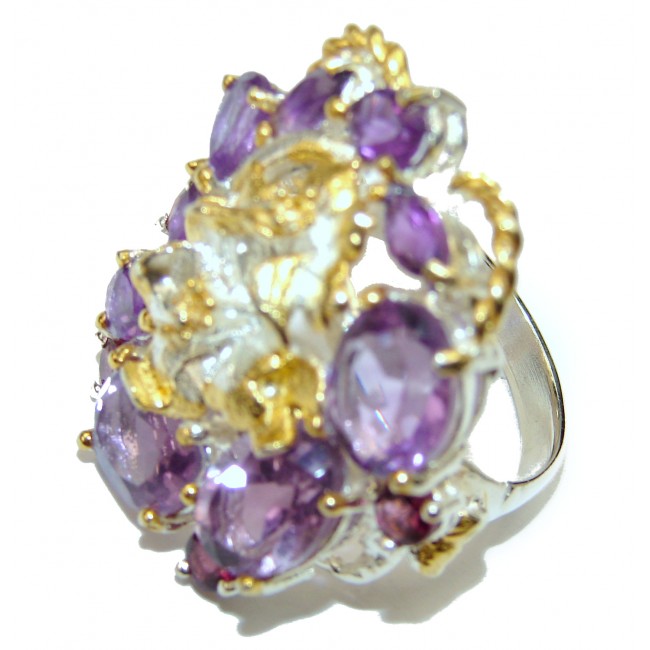 Energizing Amethyst 14K Gold over Sterling Silver handmade Ring size 7
