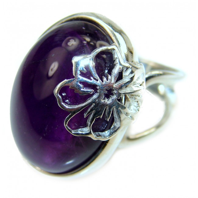Purple Beauty 15.5 carat authentic Amethyst .925 Sterling Silver Ring size 8 adjustable