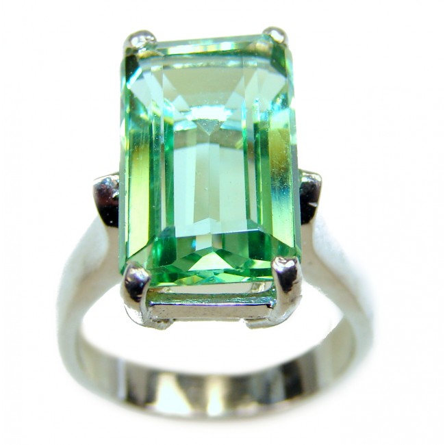 Green Amethyst .925 Sterling Silver handmade Ring size 6