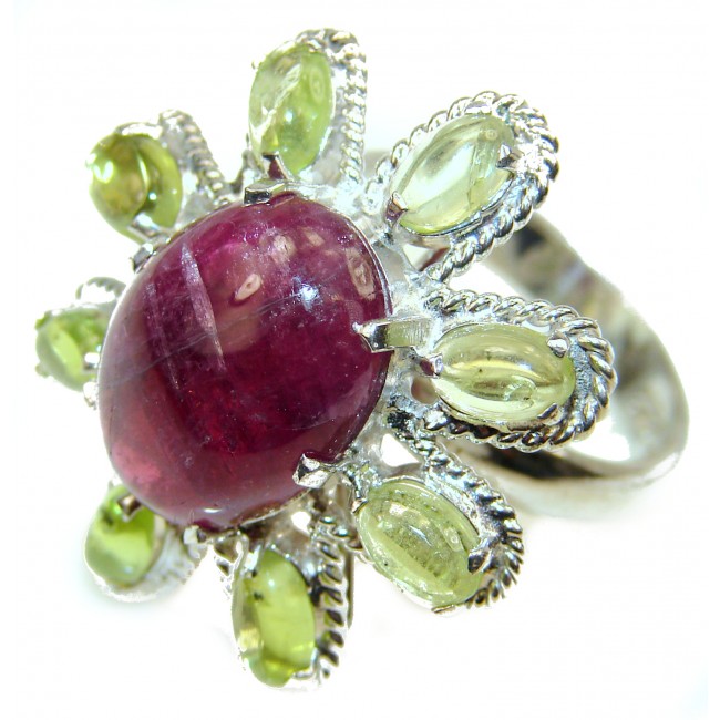 14.8 carat unique Ruby .925 Sterling Silver handcrafted Ring size 8 1/2