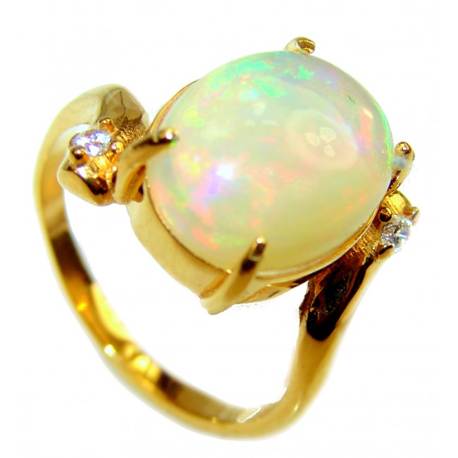 6.5 carat Ethiopian Opal 18k yellow Gold over .925 Sterling Silver handcrafted ring size 5 1/2