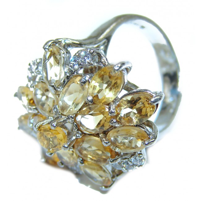Vintage Style authentic Citrine .925 Sterling Silver handmade Ring s. 6 3/4