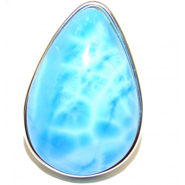 Pure Perfection 19.5 carat Larimar .925 Sterling Silver handcrafted Ring s. 8