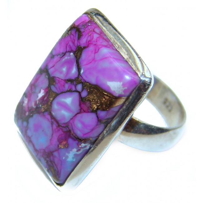 Purple Turquoise .925 Sterling Silver handcrafted ring; s. 7 1/2