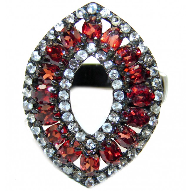 Real Beauty Garnet black rhodium over .925 Sterling Silver Ring size 8 1/4