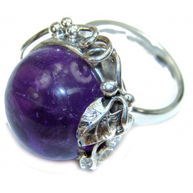 Purple Beauty 25.5 carat authentic Amethyst .925 Sterling Silver Ring size 8 adjustable