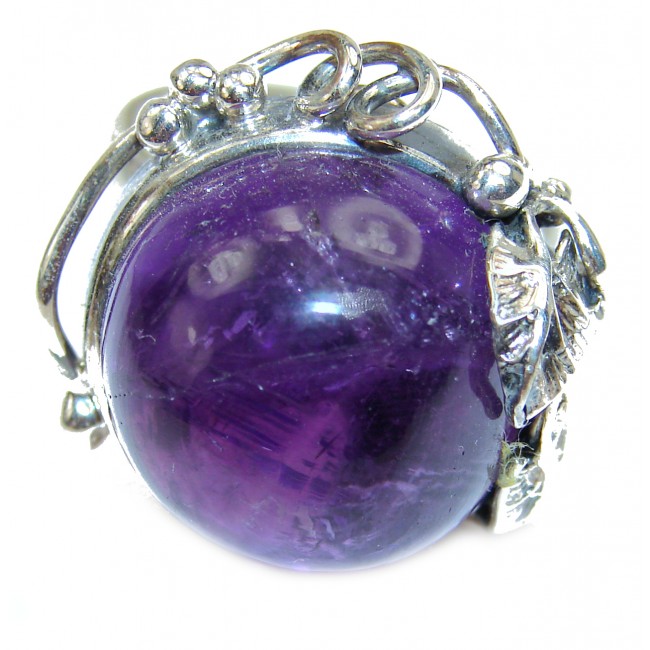 Purple Beauty 25.5 carat authentic Amethyst .925 Sterling Silver Ring size 8 adjustable