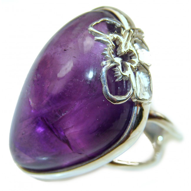 Incredible 25.5 carat authentic Amethyst .925 Sterling Silver Ring size 8 adjustable