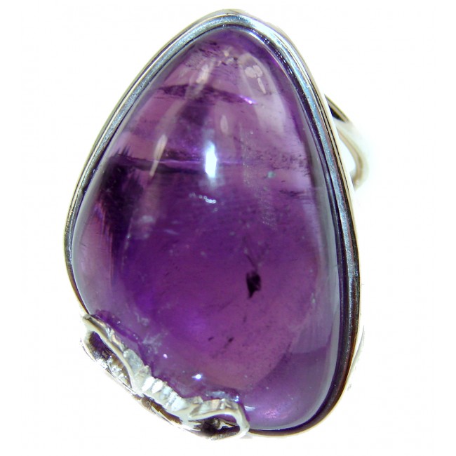 Incredible 25.5 carat authentic Amethyst .925 Sterling Silver Ring size 8 adjustable