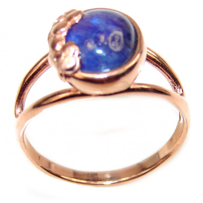 Royal quality unique Blue Sapphire 14K Gold over .925 Sterling Silver handcrafted Ring size 9 1/4
