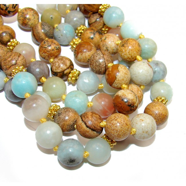 111.9 grams 48 inches long Unusual Chrysoprase Jasper Agate Beads NECKLACE