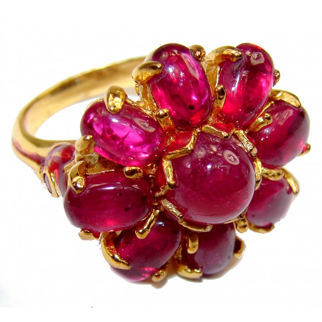 Stunning quality authentic Ruby 14K Gold over .925 Sterling Silver Ring size 8 1/4