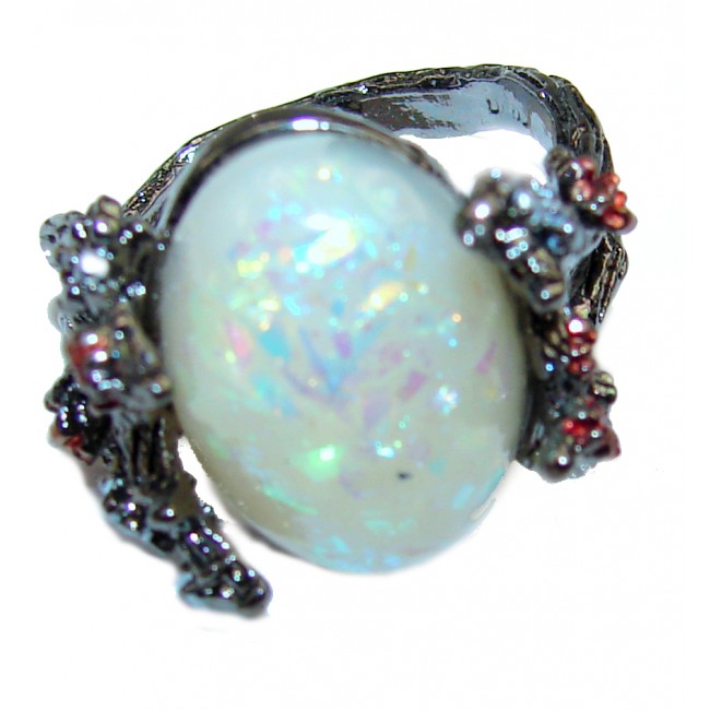 created Opal .925 Sterling Silver handcrafted ring size 8