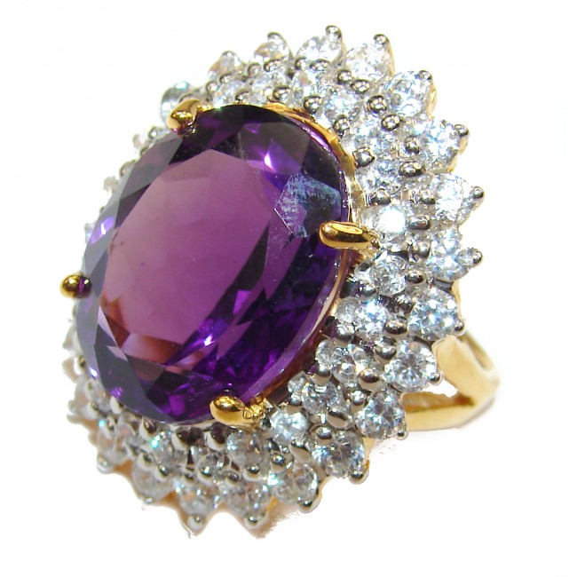 Vintage Beauty Amethyst 14K Gold over .925 Sterling Silver handcrafted ring size 6