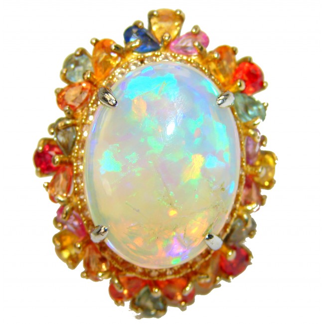 New Universe Genuine 7.5 carat Ethiopian Opal .925 Sterling Silver handmade Ring size 8 1/4