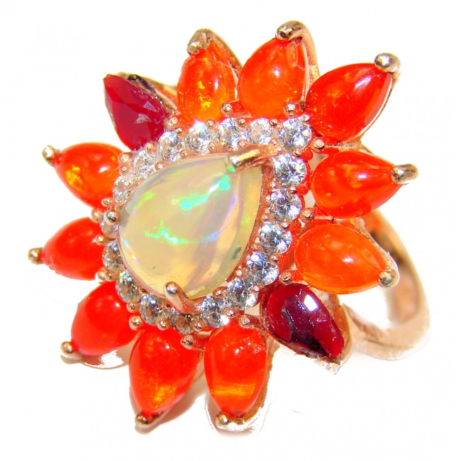 5.5 carat Ethiopian Opal .925 Sterling Silver handcrafted ring size 8 3/4