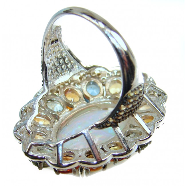 ASPEN DREAMS Genuine 15.5 carat Ethiopian Opal Emerald .925 Sterling Silver handmade Ring size 8