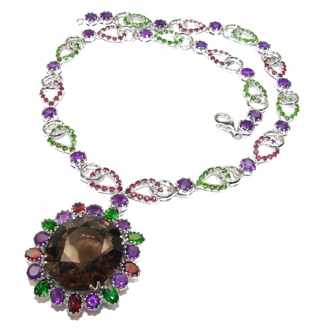Outstanding Smoky Topaz .925 Sterling Silver handcrafted Statement necklace