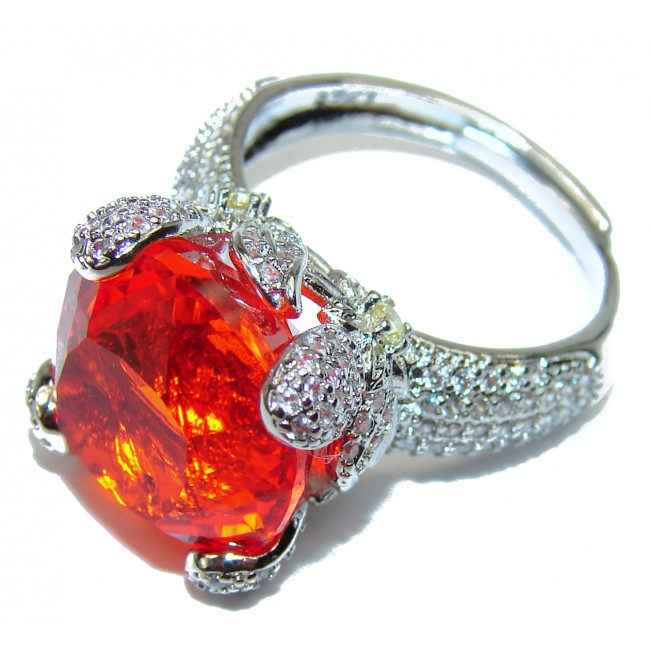 Huge Incredible Red Topaz .925 Sterling Silver Ring size 8