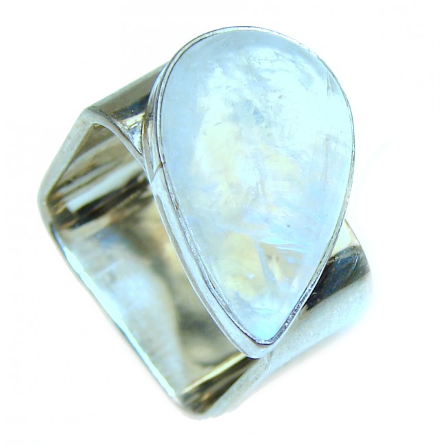 Best quality Genuine Fire Moonstone .925 Sterling Silver handcrafted ring size 5 1/2