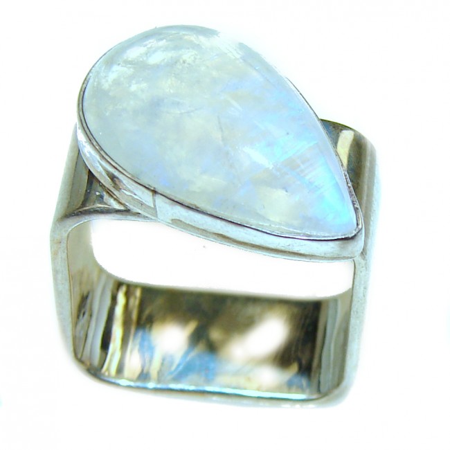 Best quality Genuine Fire Moonstone .925 Sterling Silver handcrafted ring size 5 1/2