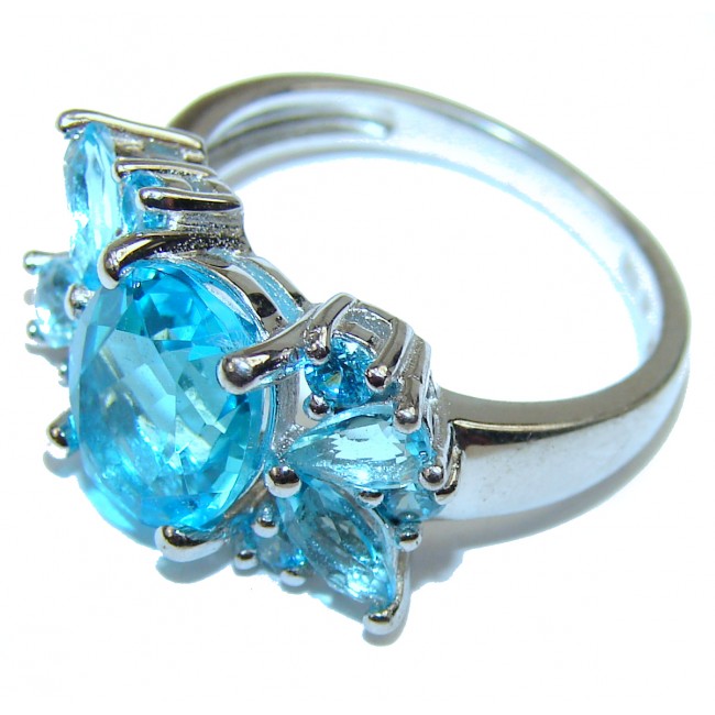 Swiss Blue Topaz .925 Sterling Silver handmade Ring size 7 1/2