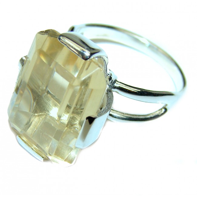 Luxurious Style 10.6 carat Natural Citrine .925 Sterling Silver handmade Cocktail Ring s. 7 1/2