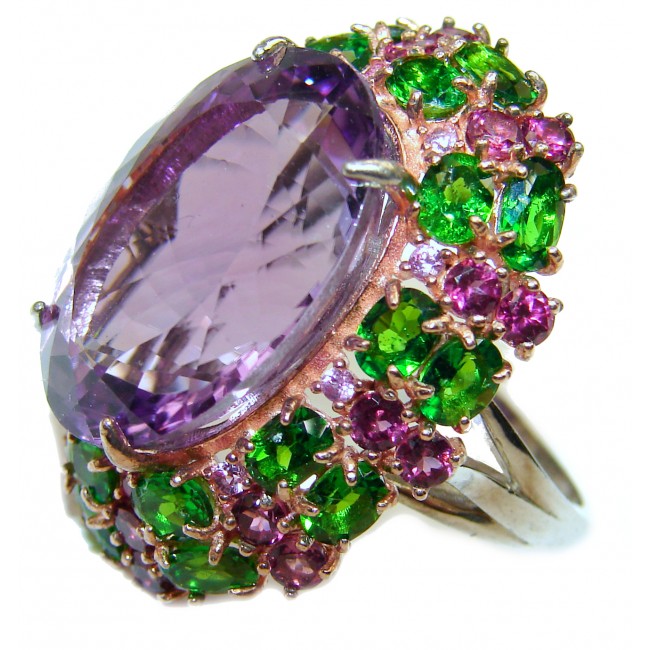 Incredible 17.7carat Amethyst .925 Sterling Silver handcrafted ring size 7