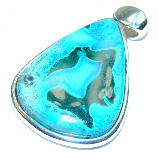 Authentic Chrysocolla .925 Sterling Silver handcrafted Pendant