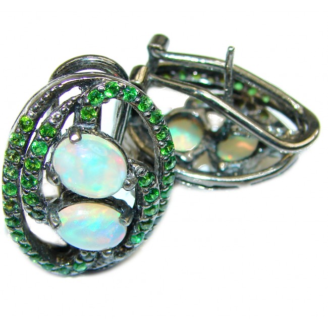 Venetian night Genuine Ethiopian Opal .925 Sterling Silver handcrafted Earrings