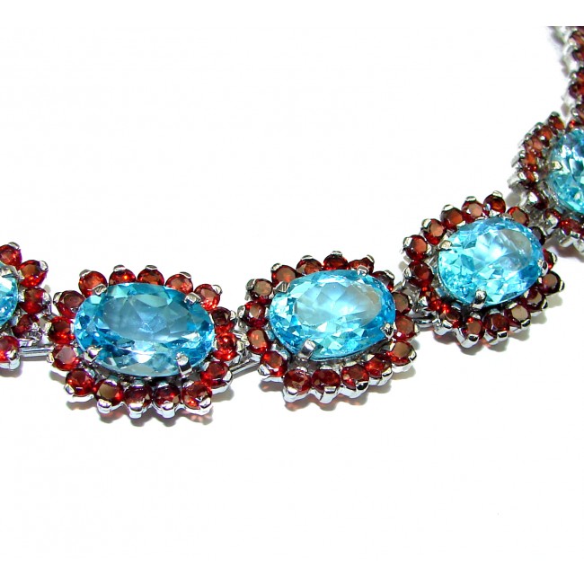 Exclusive Swiss Blue Topaz .925 Sterling Silver handmade necklace