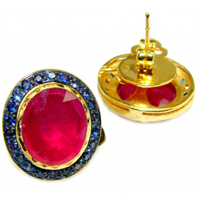 Exclusive Kashmir Ruby 14K Gold over .925 Sterling Silver handcrafted Earrings