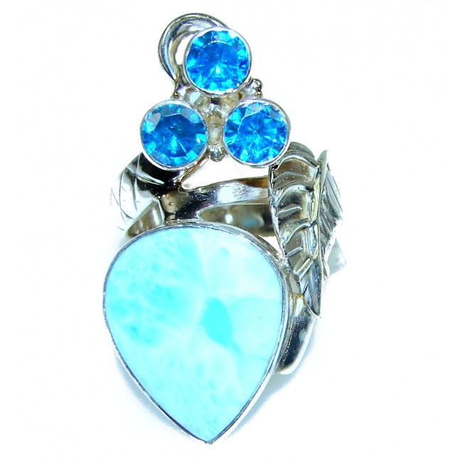 Larimar .925 Sterling Silver handcrafted Ring s. 6 1/2