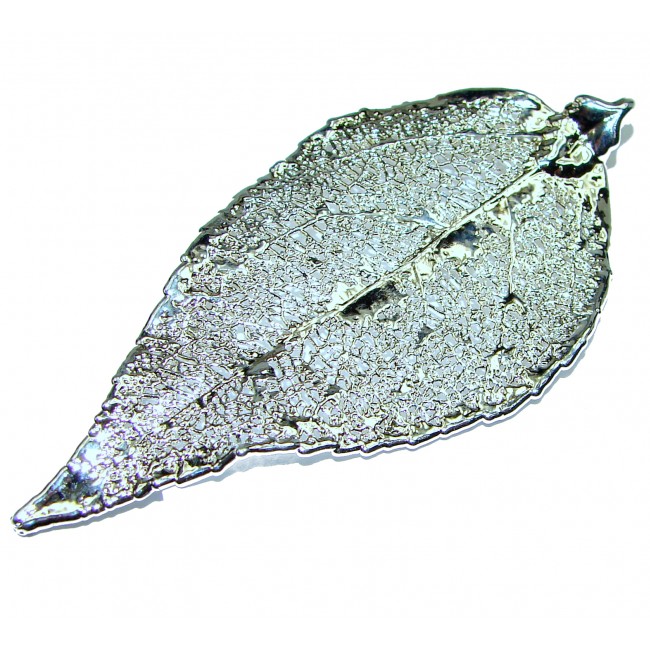 Huge Stylish Deeped In real silver Leaf .925 Sterling Silver Brooch